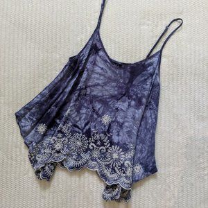 Embroidered Tie-Dye Purple Tank Top Blouse - Size XS